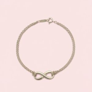 Tiffany & Co. Infinity Double Chain Bracelet 925 Sterling Silver – 7”